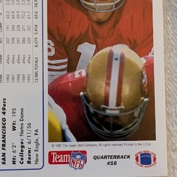 1991 UPPER DECK Joe Montana Card # - Picture 3 of 3
